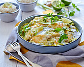Green curry monkfish casserole