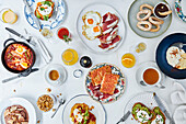 Richly set breakfast table