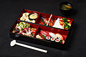 Asian dishes in a bento box