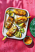 Spicy grilled corn with miso and lime butter