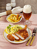 Breaded pork chop with Bavarian cabbage