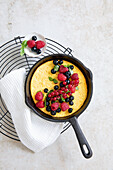 Curd omelette with berries and basil