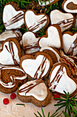Heart gingerbread cookies with icing