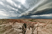Shelf cloud, Badlands, South Dakota, USA