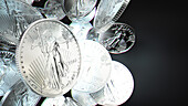 Silver coins, conceptual illustration