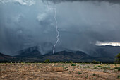 Thunderstorm with lightning strike, Arizona, USA