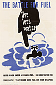 Use less water, World War II poster