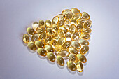 Cod liver oil Omega 3 gel capsules in the form of a heart