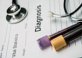 Diagnostic form and blood sample tubes