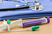 Stethoscope and syringe