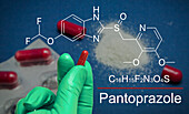 Chemical composition of pantoprazole, conceptual image