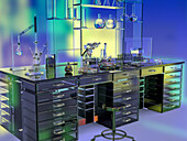 Chemical laboratory, illustration