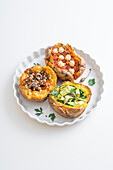 Potato skins with three different fillings