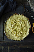 Hearty pie with floral crust design