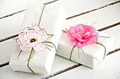 Gift box decorated with DIY paper flowers