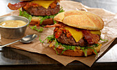 Summer burger with bacon and cheese