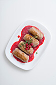 Beef roulade with sweet and sour currant sauce