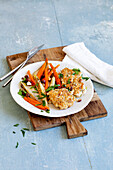 Chicken meatballs with chicory and carrots