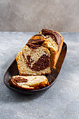 Marble cake with apple sauce