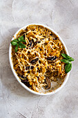 One-pot noodle casserole with mushrooms