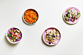 Schnelle Salate aus Möhre, Gurke, Blattsalat und Sellerie