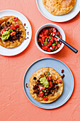 Tostadas with refried beans and tomato salsa