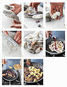 Sautierten Tintenfisch mit Kichererbsen und Kartoffeln zubereiten