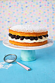 Victoria sponge cake with blackberries