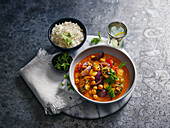 Pan-fried Chicken Marsala with rice