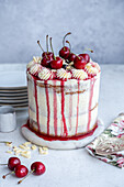 Cherry cream cake with white chocolate
