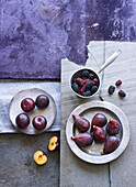Purple fruits - plums, figs and blackberries