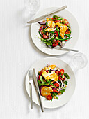 Warm halloumi chickpea salad with limes