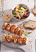 Skewers with chicken and pork