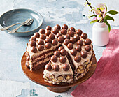 Chocolate cake with biscuit balls