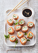 Smoked salmon rolls sushi style