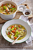 Turkey soup with rice and vegetables
