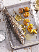 Whole grilled trout and roast potatoes