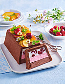 Ice cream cake with summer fruit