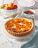 Puff pastry quark tart with apricots