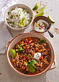 Chili con carne with rice