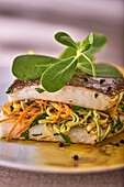 Cod with vegetable julienne