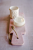 Milk in a small glass jug