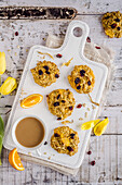Oat biscuits with orange and cranberries