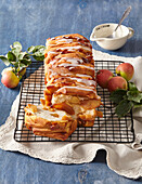 Apple yeast cake with icing