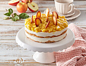 Apple cake with sponge biscuits