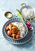 Sweet and spicy cauliflower with rice