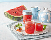 Watermelon jam with mint