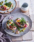 Swedish herring crostini