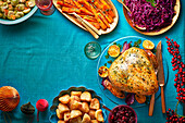 Roasted turkey with herbs for Christmas