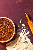 Preparing venison pie